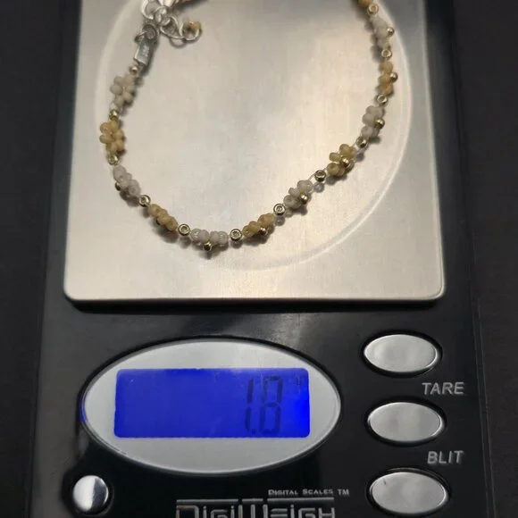 7 Inch Sterling Silver Zig Zag Beaded Flower Handmade Bracelet A7235 - Picture 6 of 6